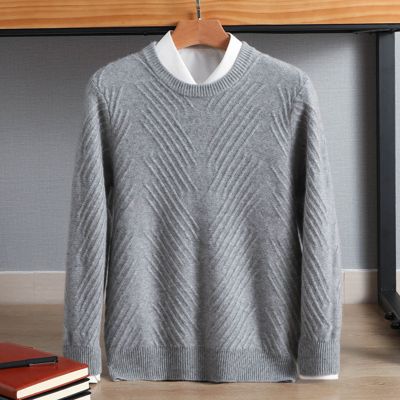 Cashmere Men's Round Neck Padded Sweater
