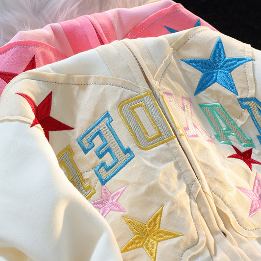 Amerikansk Retro Alfabet Sommerfugl Patch Broderet Hættetrøje