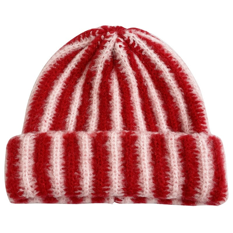 Cat Brothers New Stylish Contrast-color Striped Knit Beaniefashionable Color-blocked, And Warm For Boys And Girls In Fall And Winter