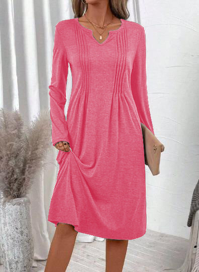Solid-color Casual Drawstring Hoodie Dress