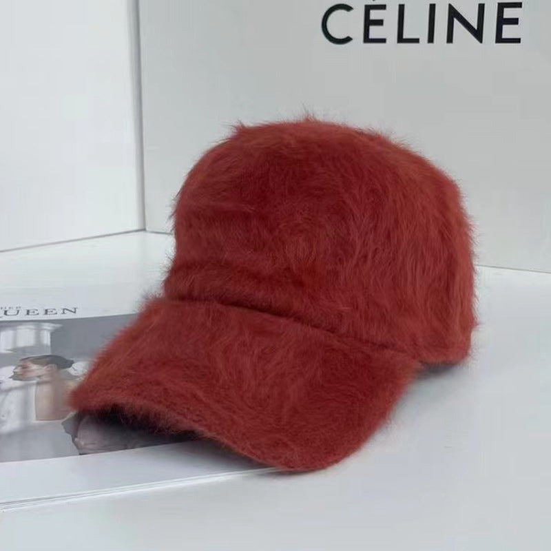 Simple Plush Baseball Cap Women's Warm