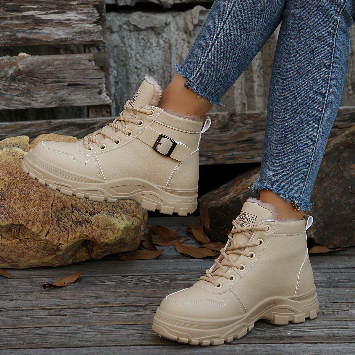Women's Casual Mid-calf Fleece-lined, Thickened, Insulated Cotton Boots