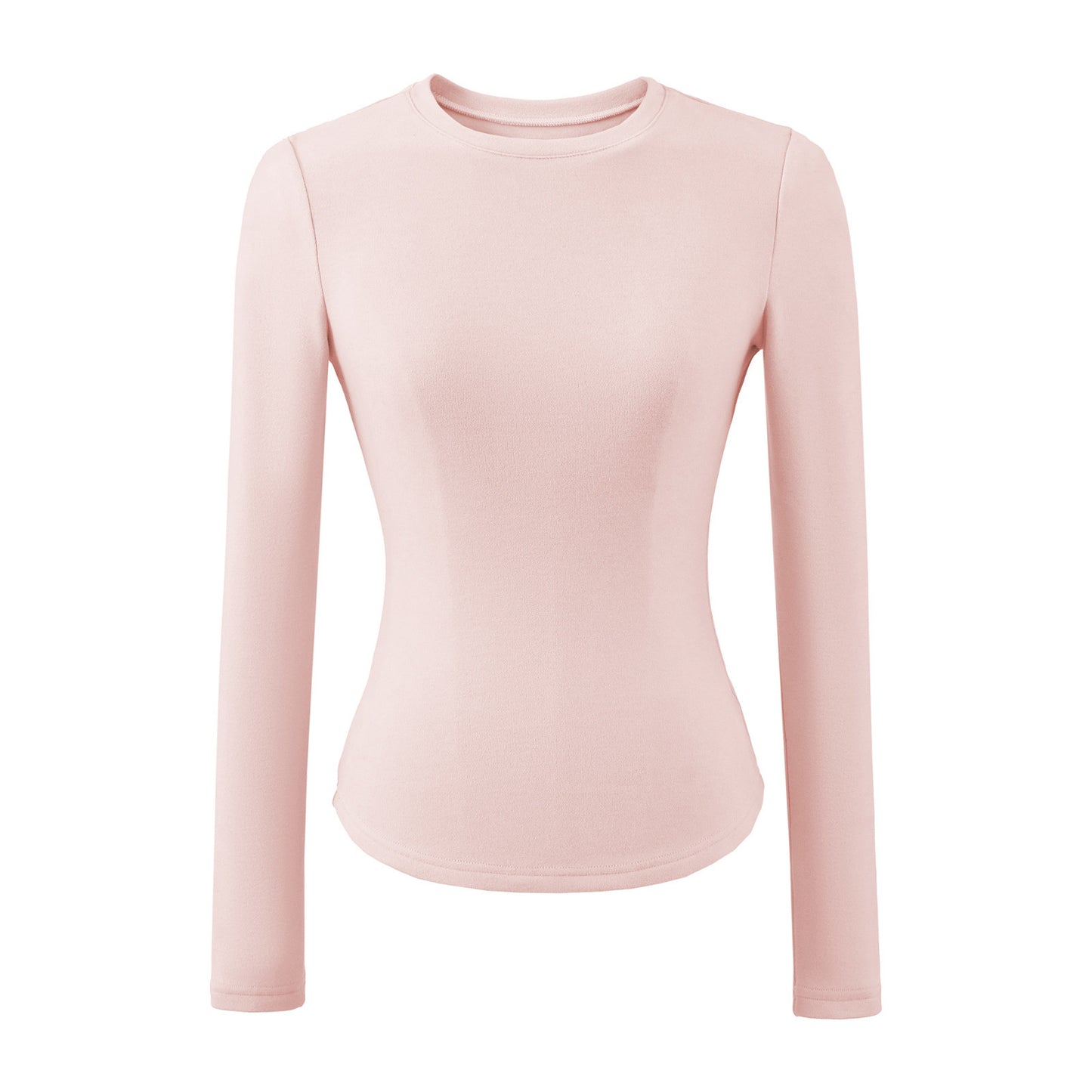 Double-sided Brushed Waist-cinching Warm Long-sleeve T-shirt