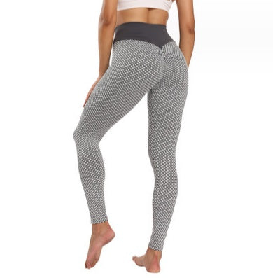 Birds-eye Honeycomb Lattice Bottoming Sweatpants Fitness Peach Hip Trousers