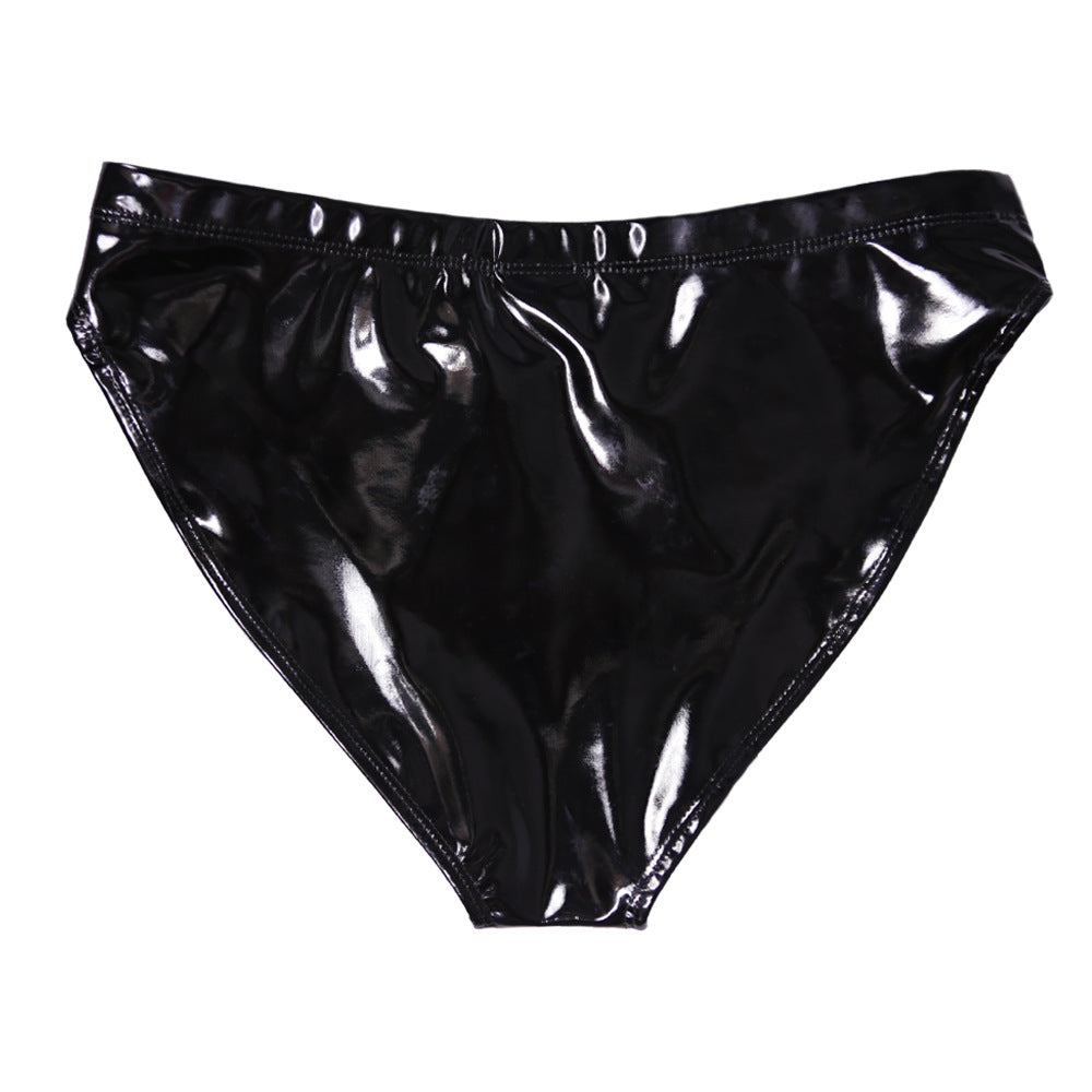 Hip Wrapped Shiny Patent Leather High Waist Women's Underwear