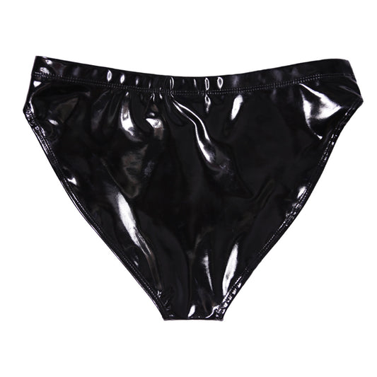Hip Wrapped Shiny Patent Leather High Waist Women's Underwear