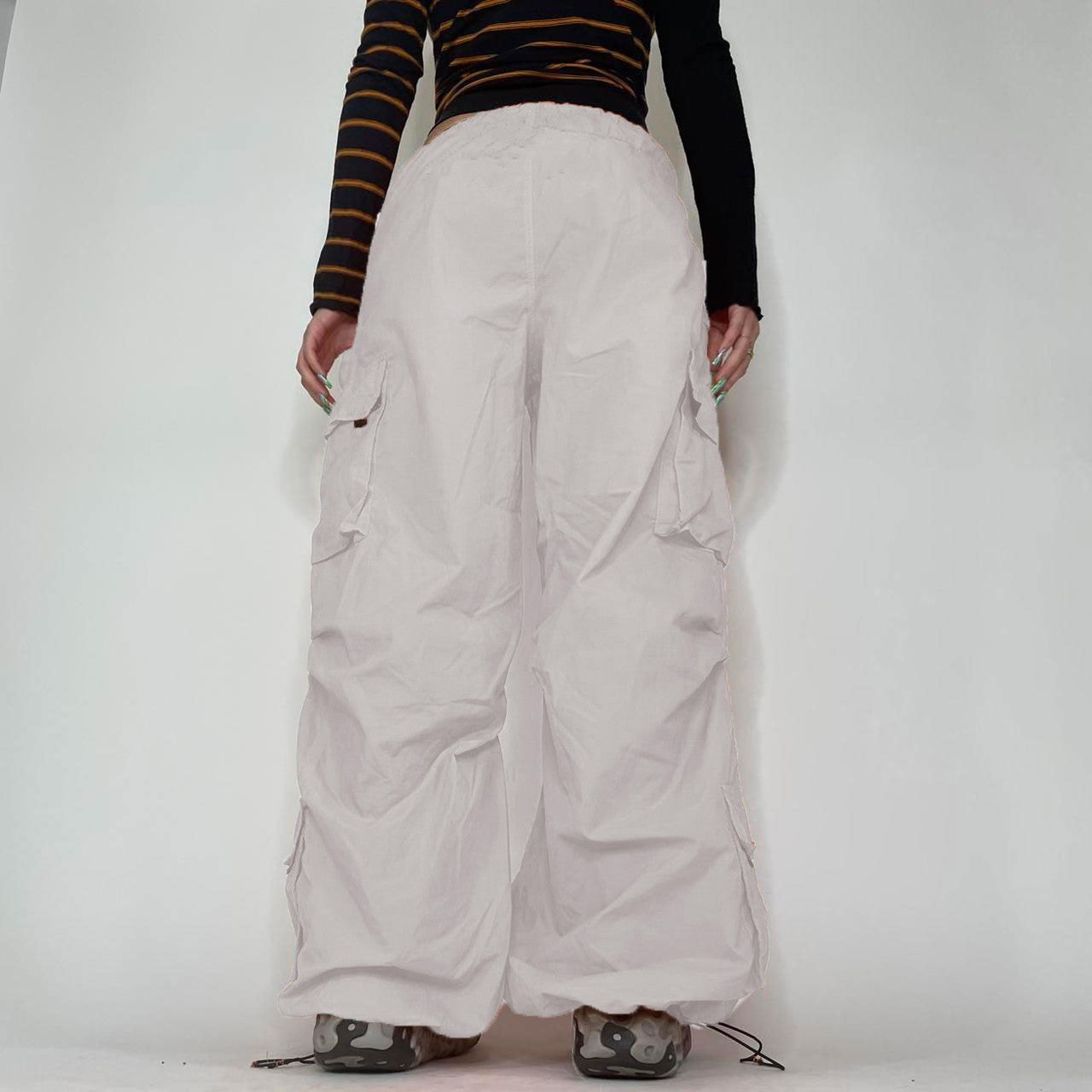 Street Loose Pocket Wide Leg Ladies Pants