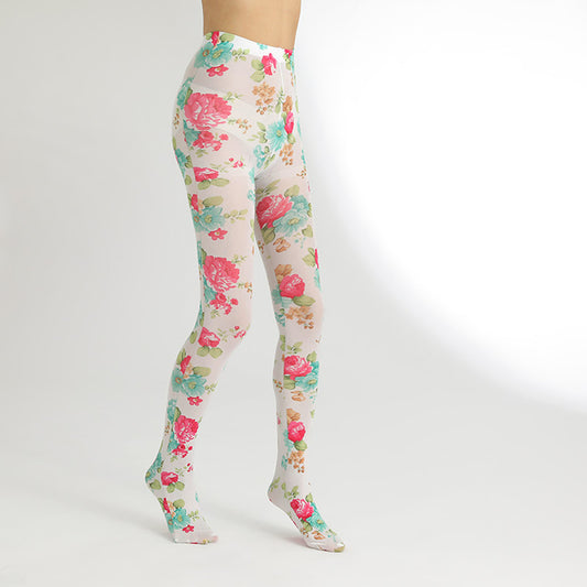 Thin Printed Pantyhose With Versatile Flowers