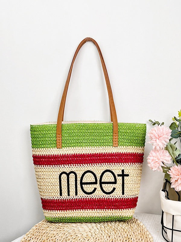 Straw-woven Womens Large-capacity Shopping Bag