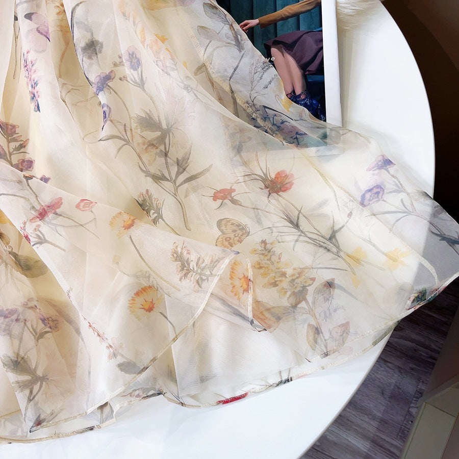 Women's Mid-length Chiffon Romantic Printed Skirt