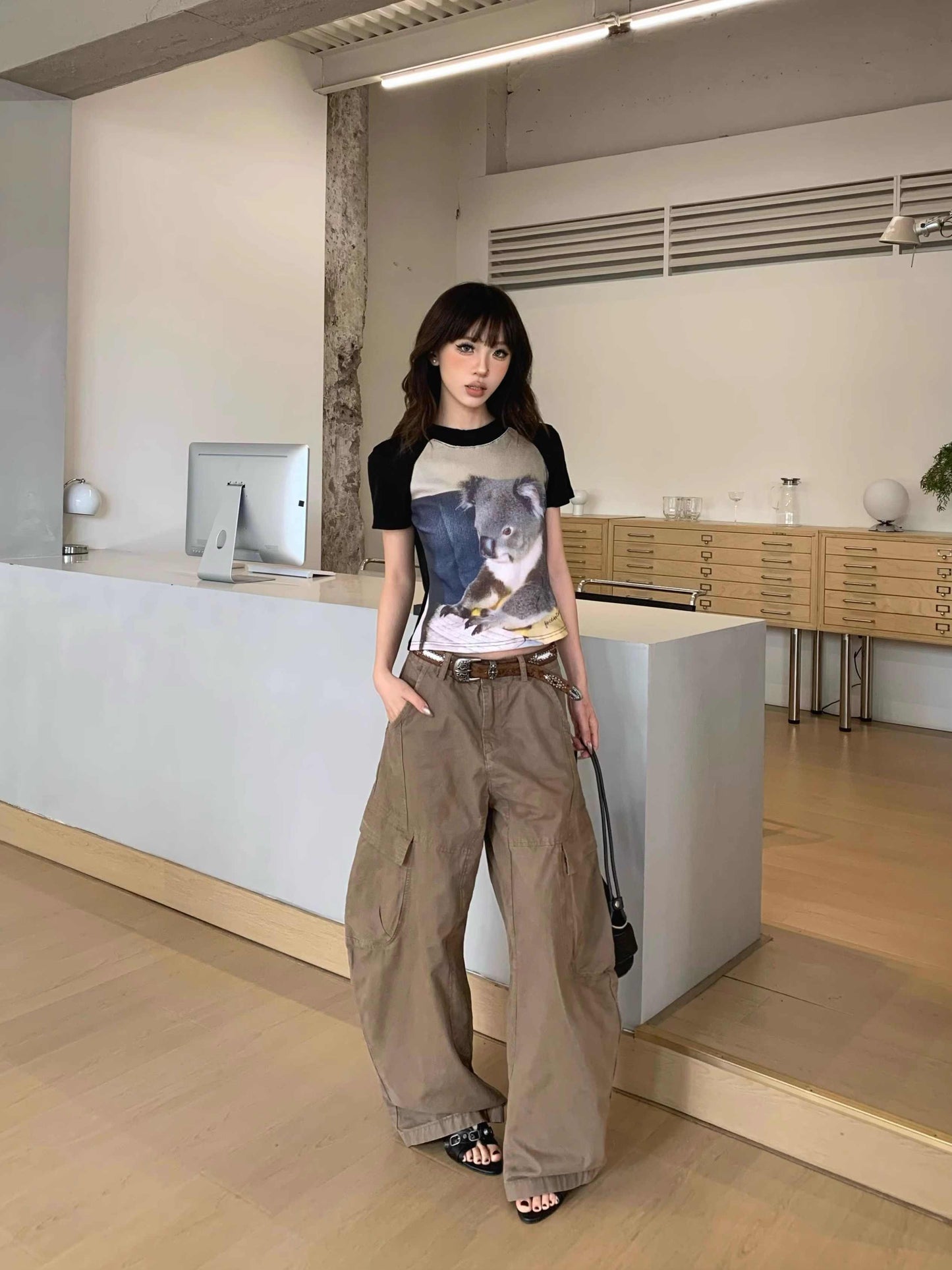 Summer Koalas Kaola Vintage Print Short-sleeved T-shirt For Women
