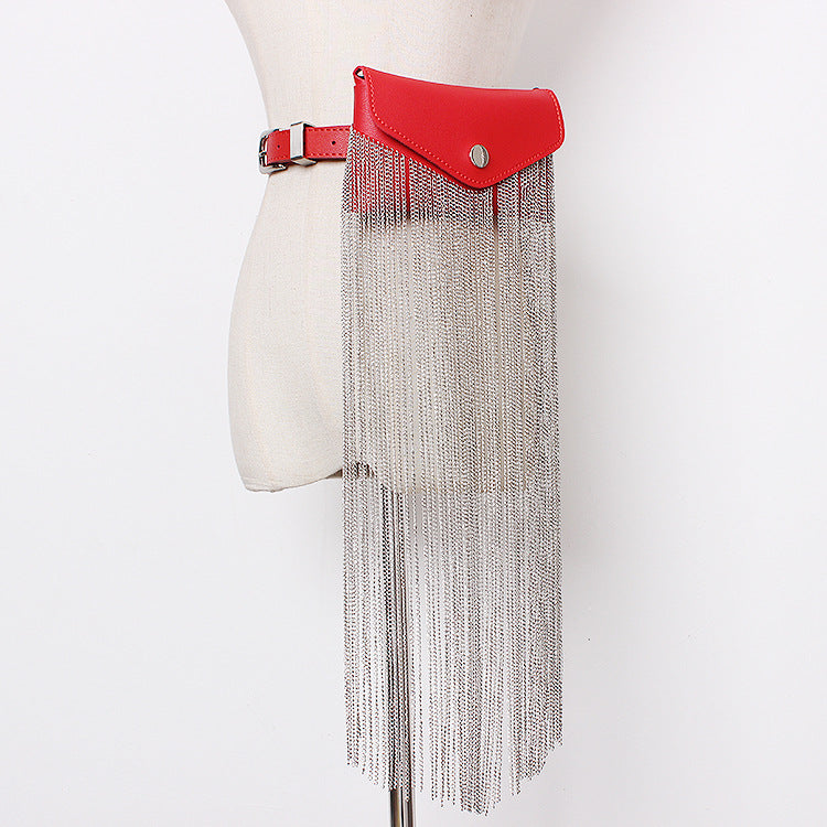 Concave Street Style Personality Tassel Chain Waist Bag Women