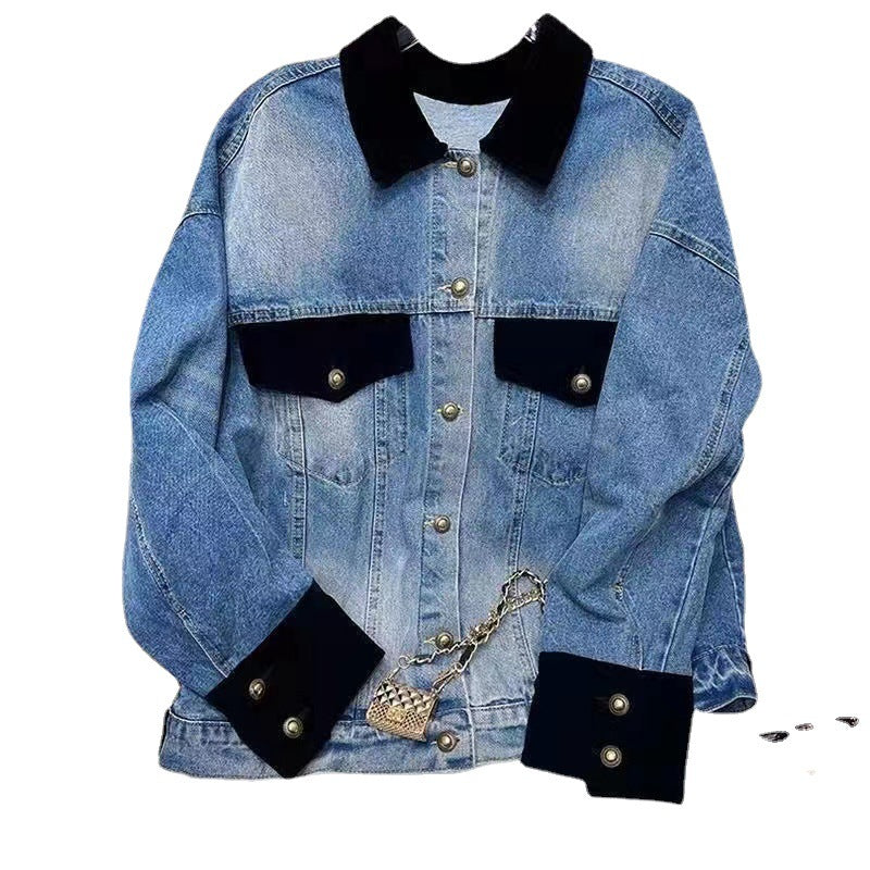 Color-block Denim Jacket Women's Top Design Sense