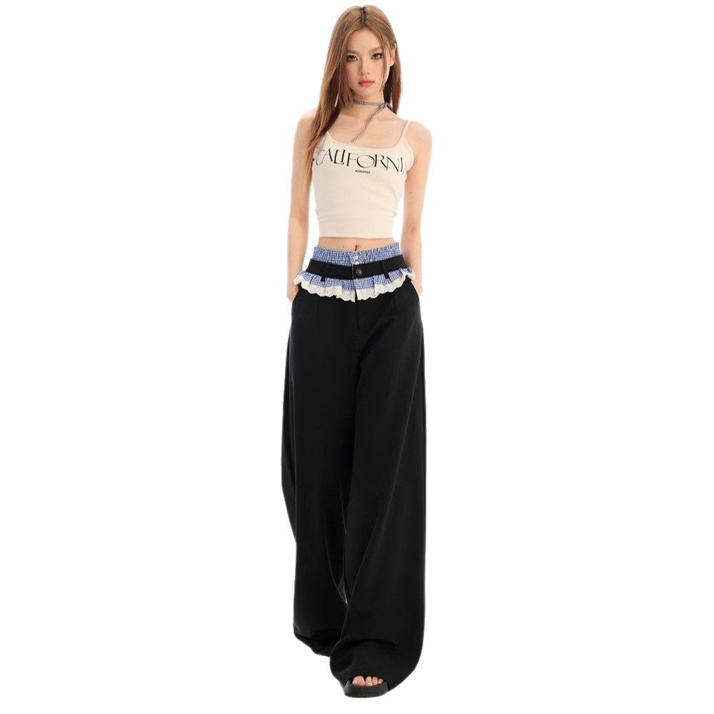 New Relaxed-fit Slimming Laid-back Draping Wide-leg Suit Pants