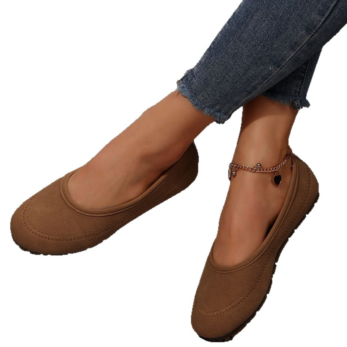 Womens Low-cut Round-toe Slip-on Loafers Womens Flat Shoes