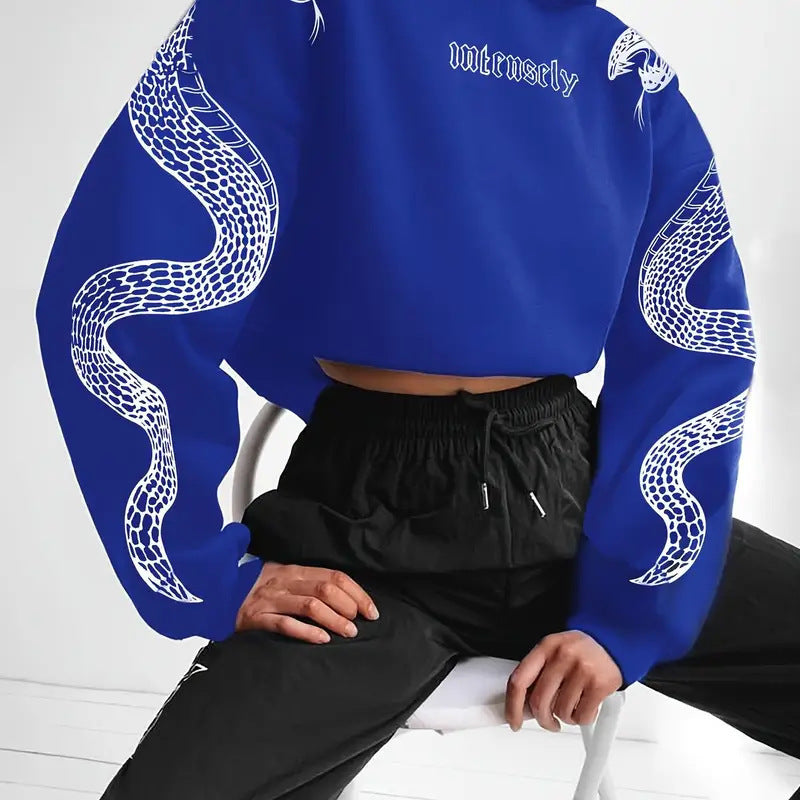 Kvinder Trykt Hættetrøje Løstsiddende Vintage Sweatshirt Top