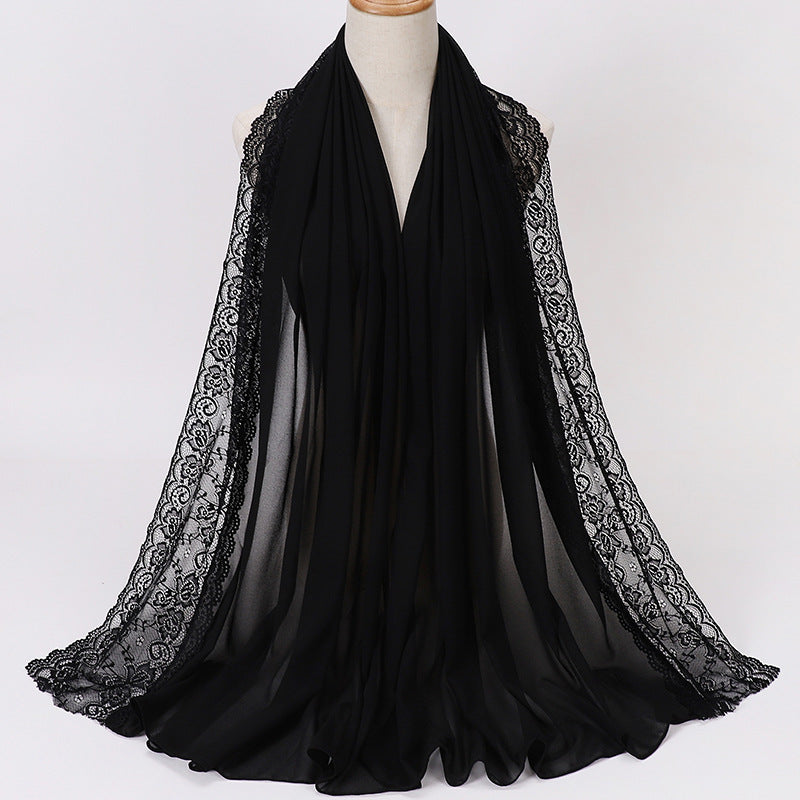 Pearl Chiffon Lace Women's Toe-covered Scarf