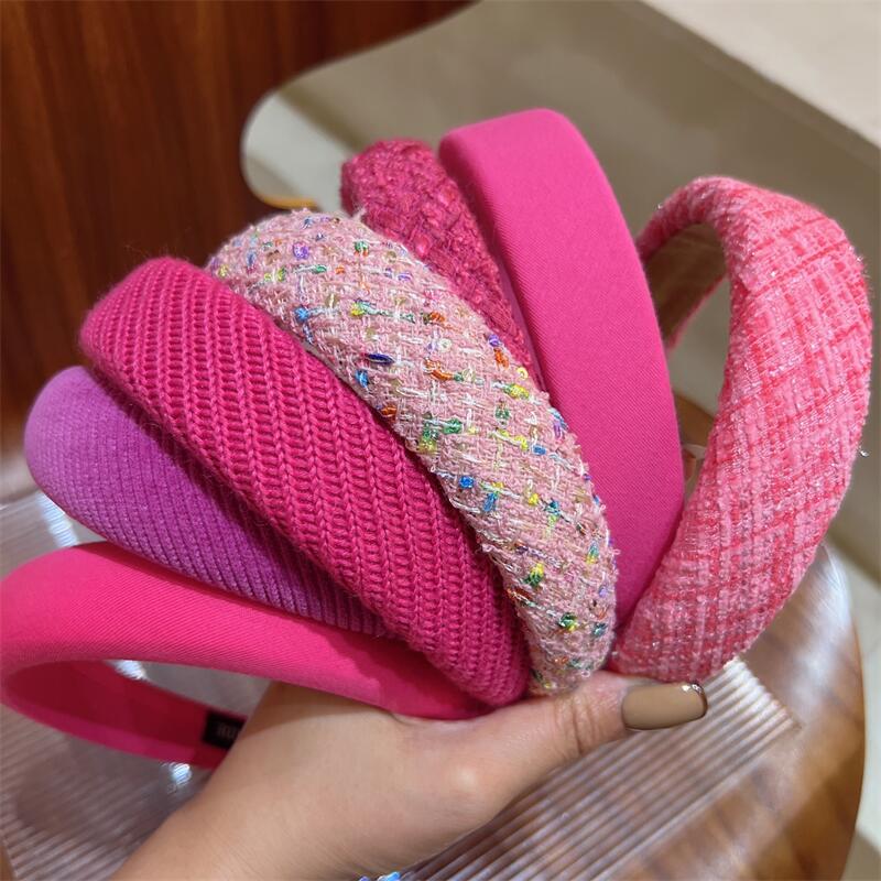 Classic Style Rose Red Sponge High Skull Top Headband