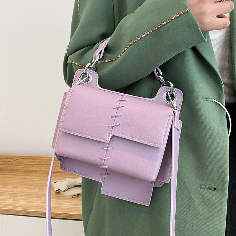 Ins Messenger Bag Fashionable Splicing Portable Small Square