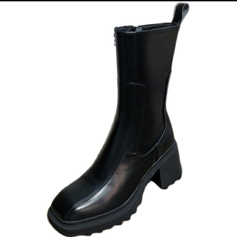Summer And Autumn New Square Head Thick Heel