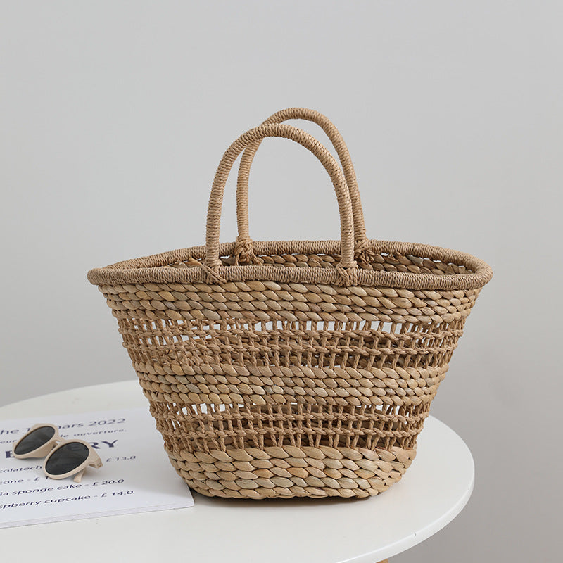 Ny Dame Fransk Vintage Strå Håndkurvetaske