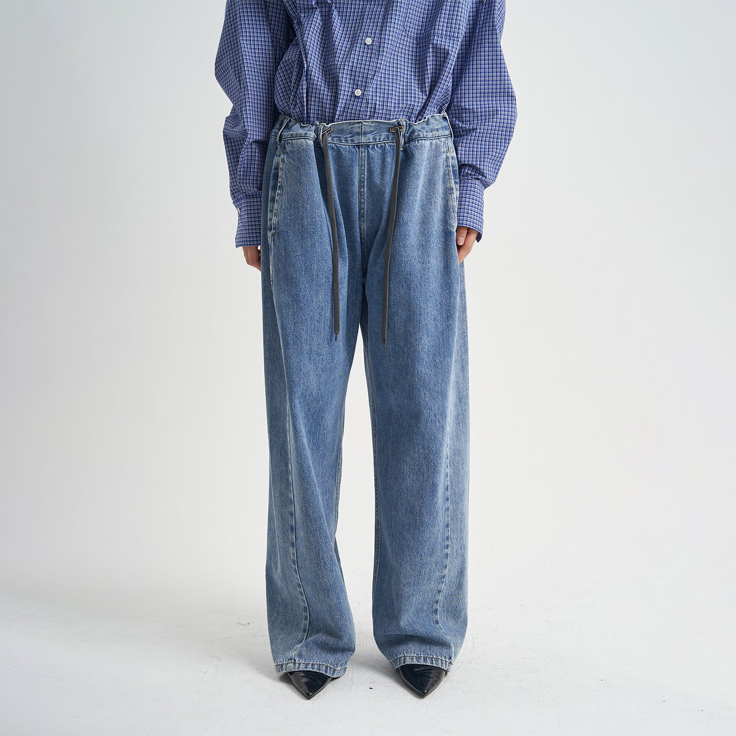 Loose Washed-out Straight High Waist Jeans For Women