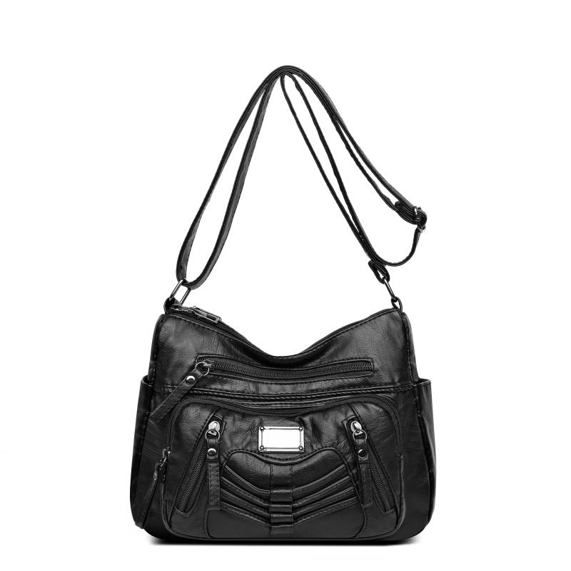 Middle-aged Soft Leather Shoulder Messenger Bag Large Capacity