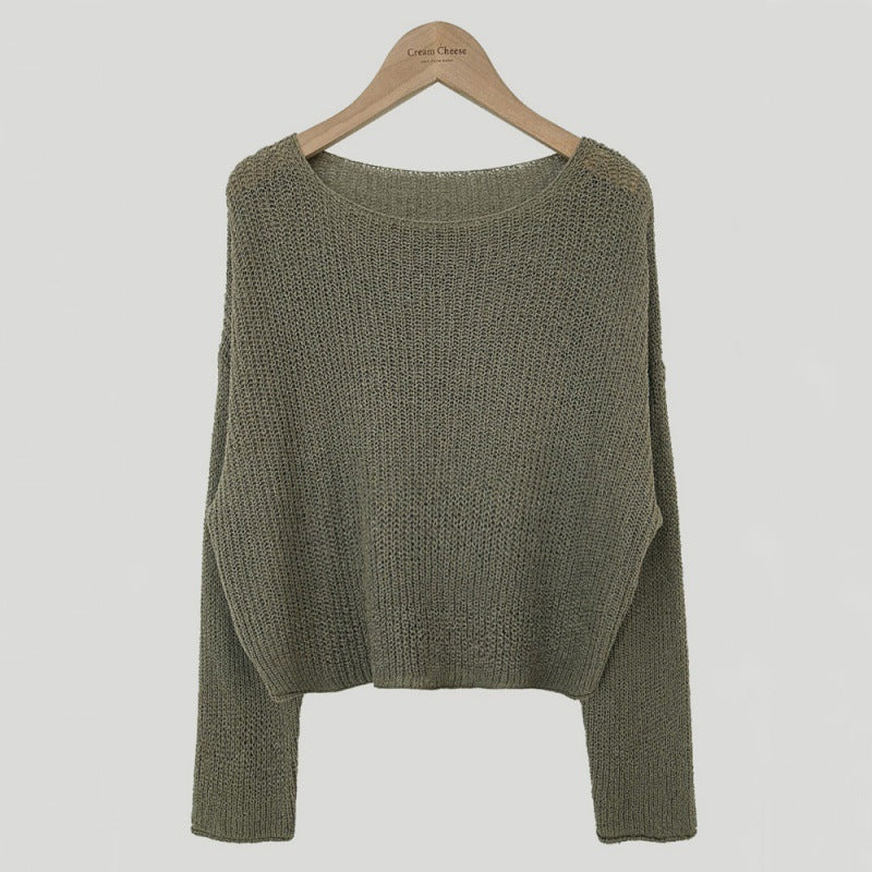 Knitted Sun Protection Shirt Loose Short Loose Pullover Blouse