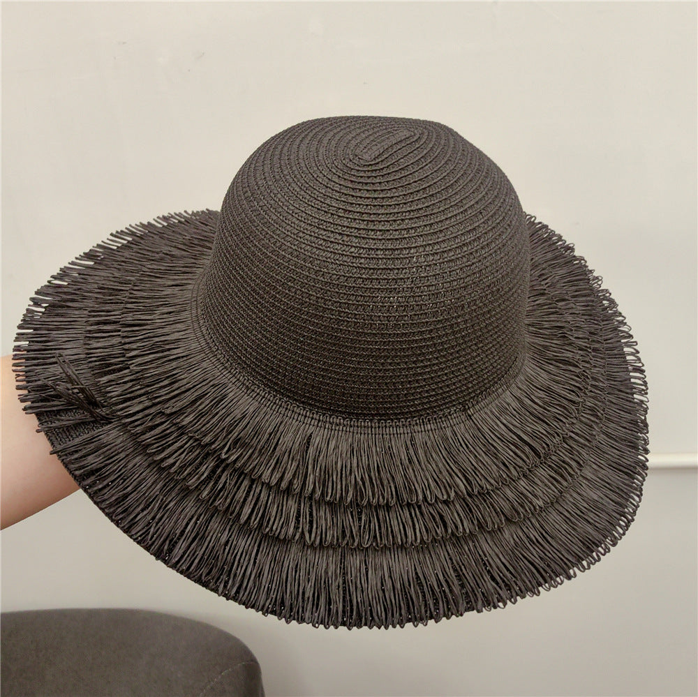 Niche Big Brim Straw Hat Femininity Fringe