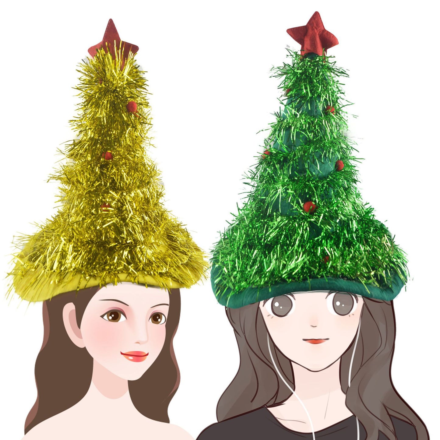Christmas Green Gold Silk Christmas Hat Decoration
