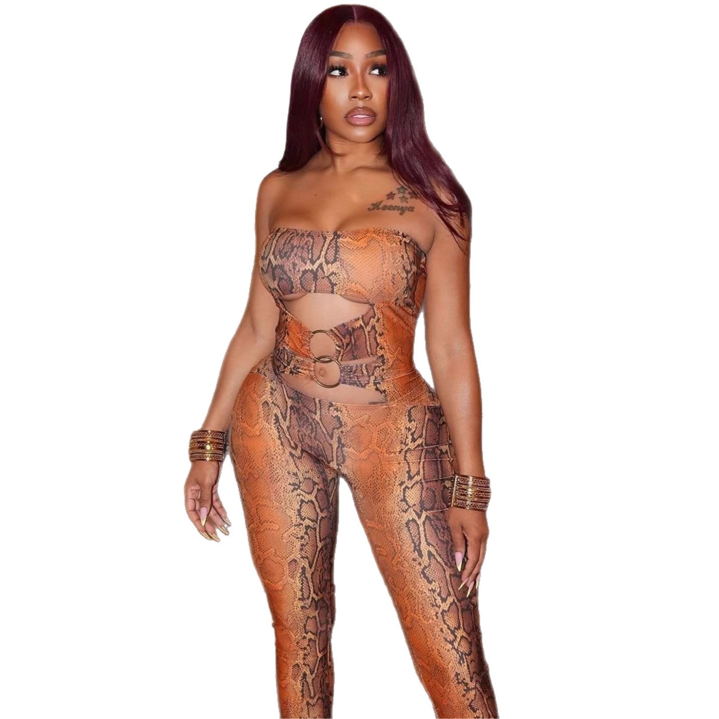 Slim-fit Sexy Strapless Hollow-out Jumpsuit
