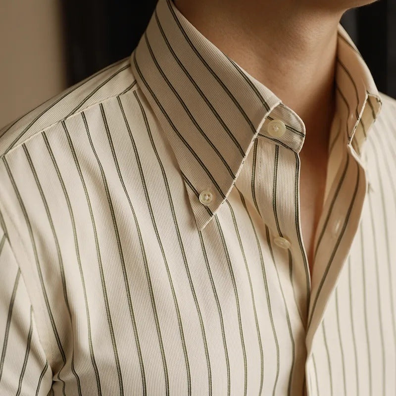 Men's Long Sleeve Fall Slim Fit Casual Striped Shirt