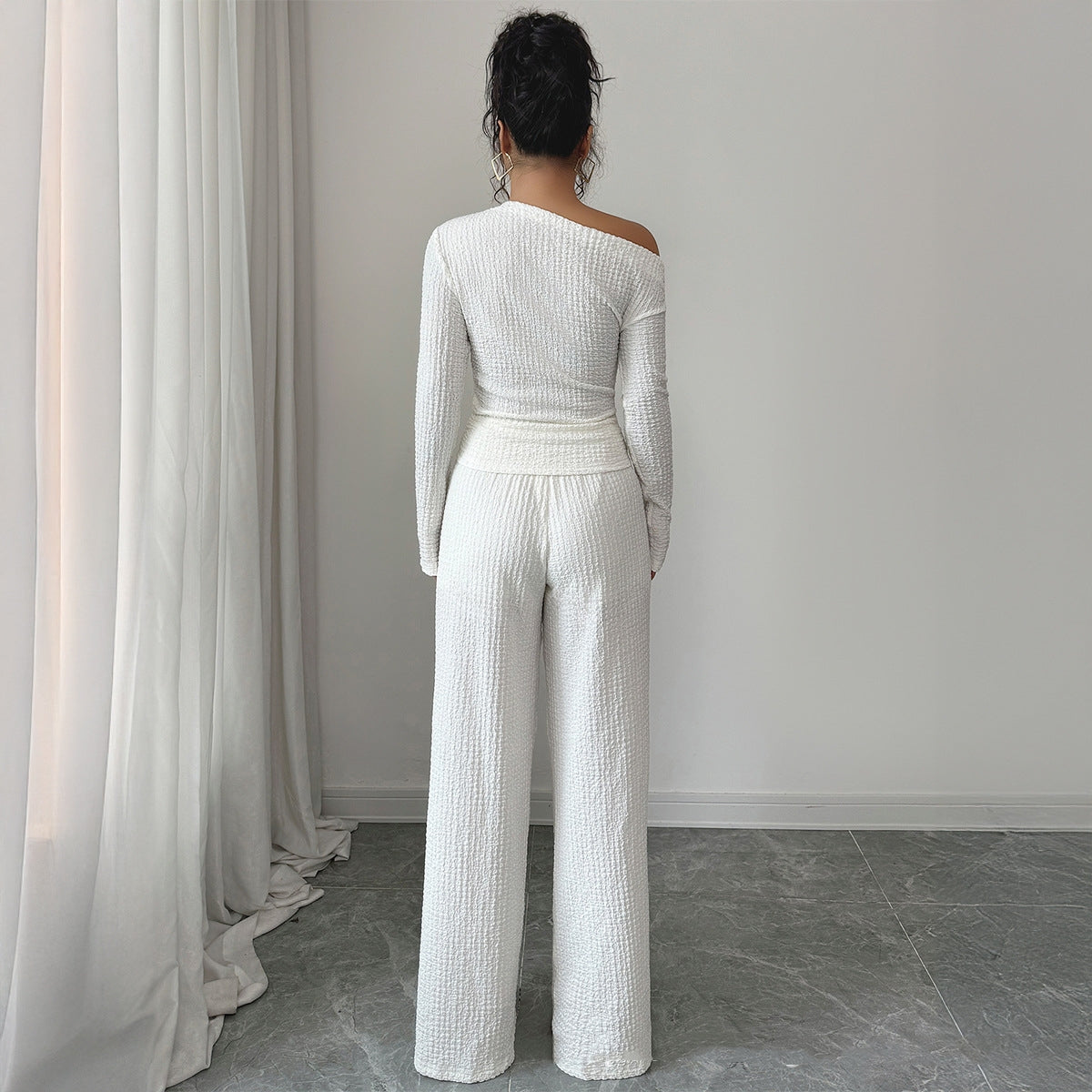Elegant Style Long Sleeve T-shirt And Straight Pants Two-piece Set Women's Clothing