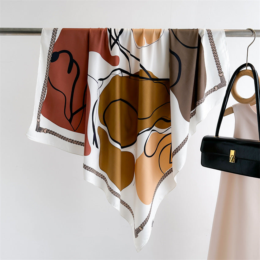 Fashion Printed Silk Scarf Twill Silk High Quality Square Scarf