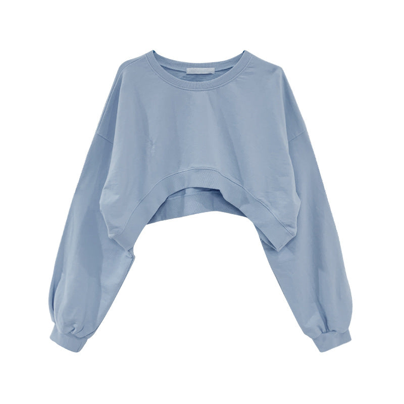 Kort sweater til kvinder med løs rund hals