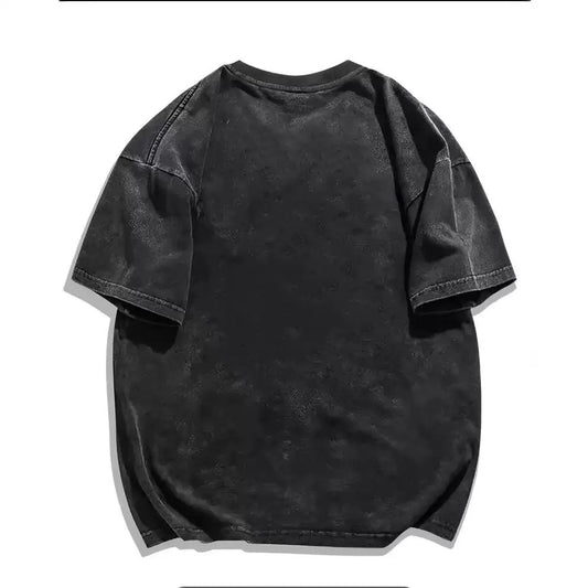 Womens American-Style Retro Washed & Distressed Short-Sleeve T-Shirt