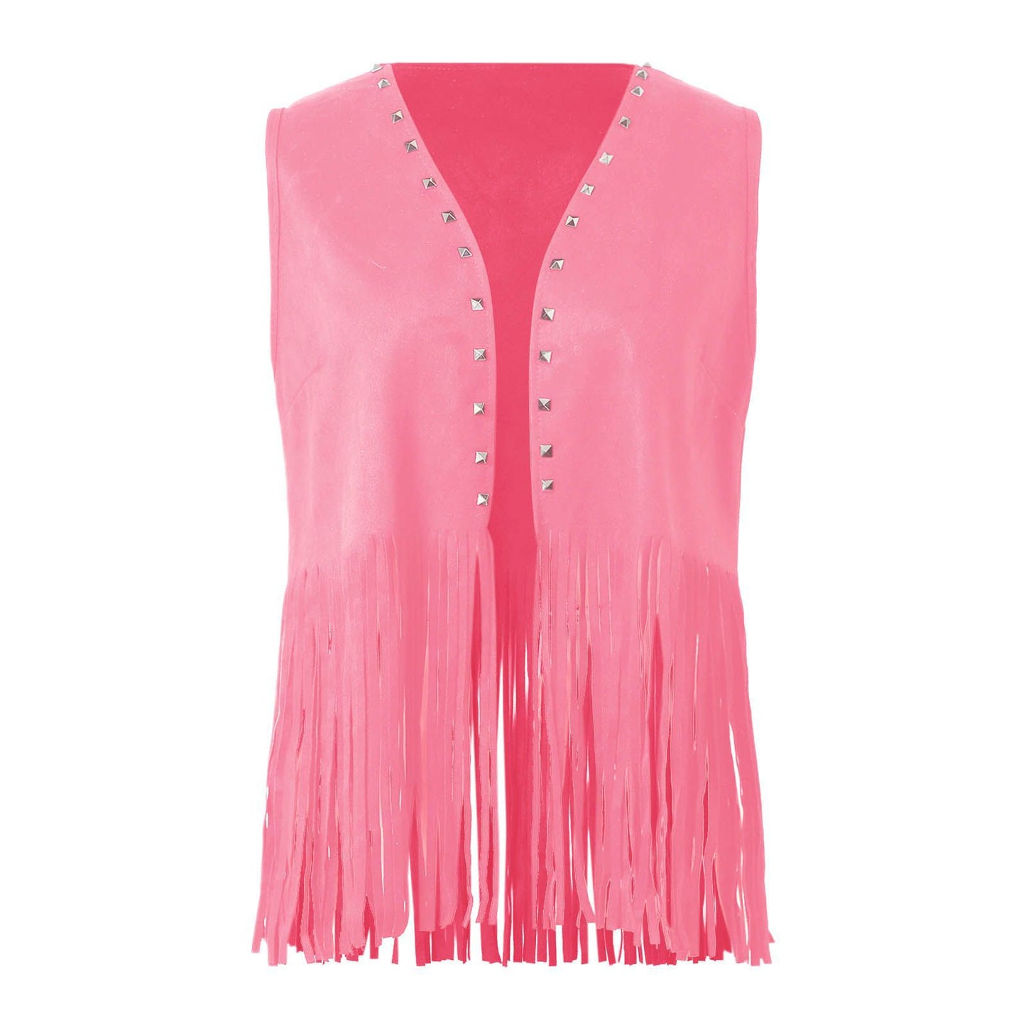 Women's Sleeveless Fringe Suede Jacket Comfortable Casual Rivet Jacket Coat