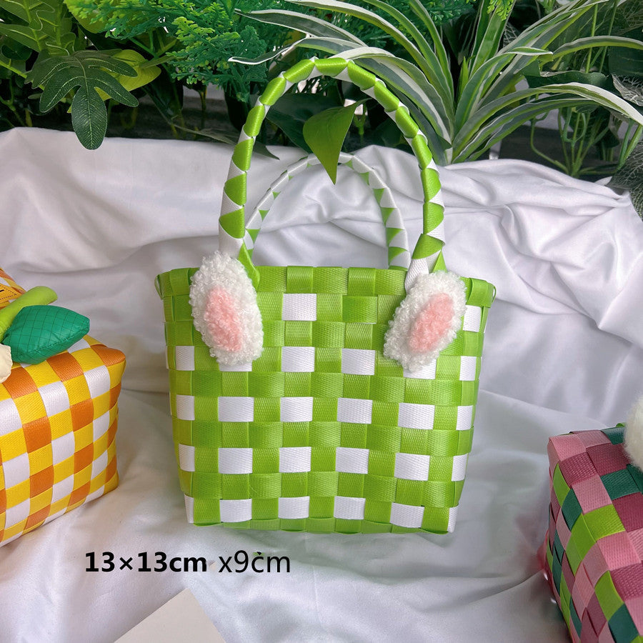 Kids Carrot Vegetable Basket Weaving Bag For Vacation