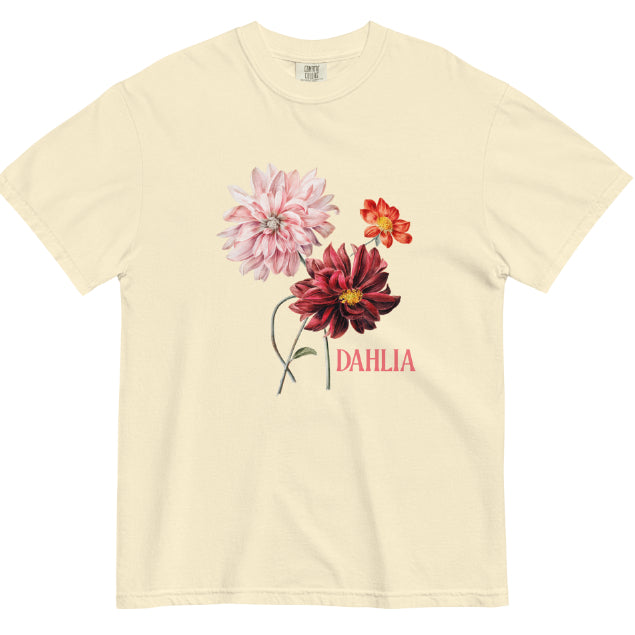 European And American Dahlia Digital Printing Casual Round Neck T-shirt