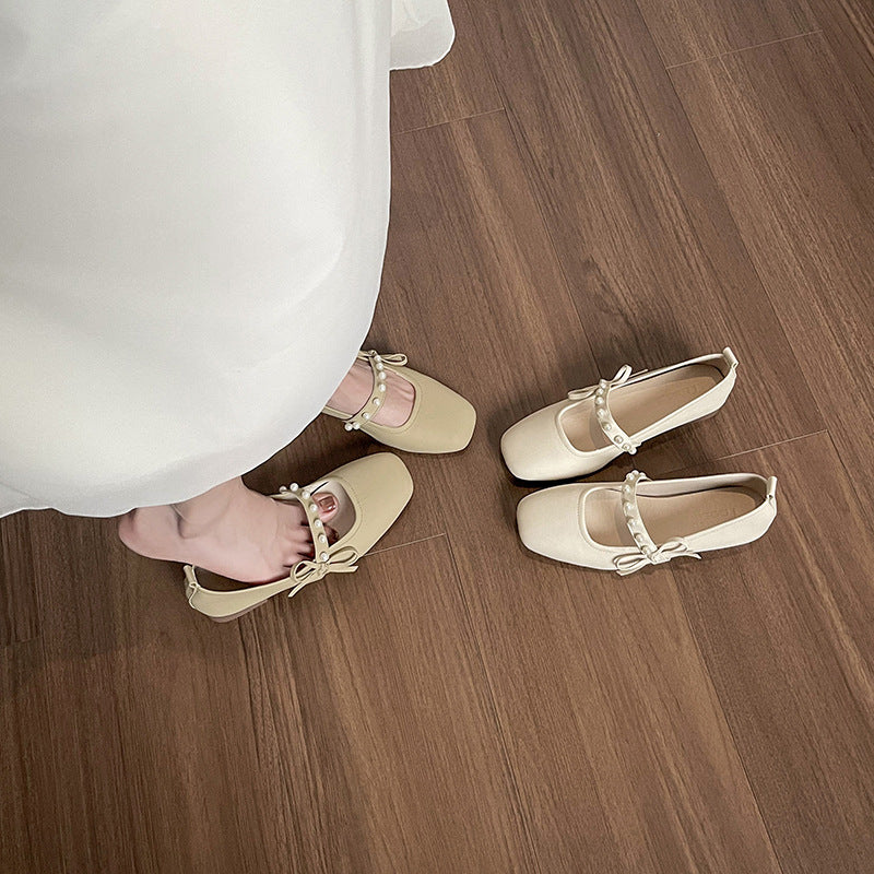 Multicolor Comfortable Low Heel Retro Easy Matching Soft Bottom Flats Autumn Chunky Heel