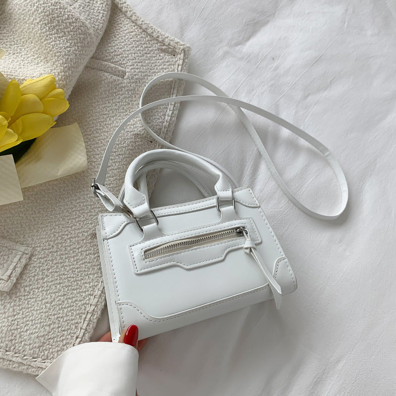 Women's Candy Color One Shoulder Zipper Small Square Bag