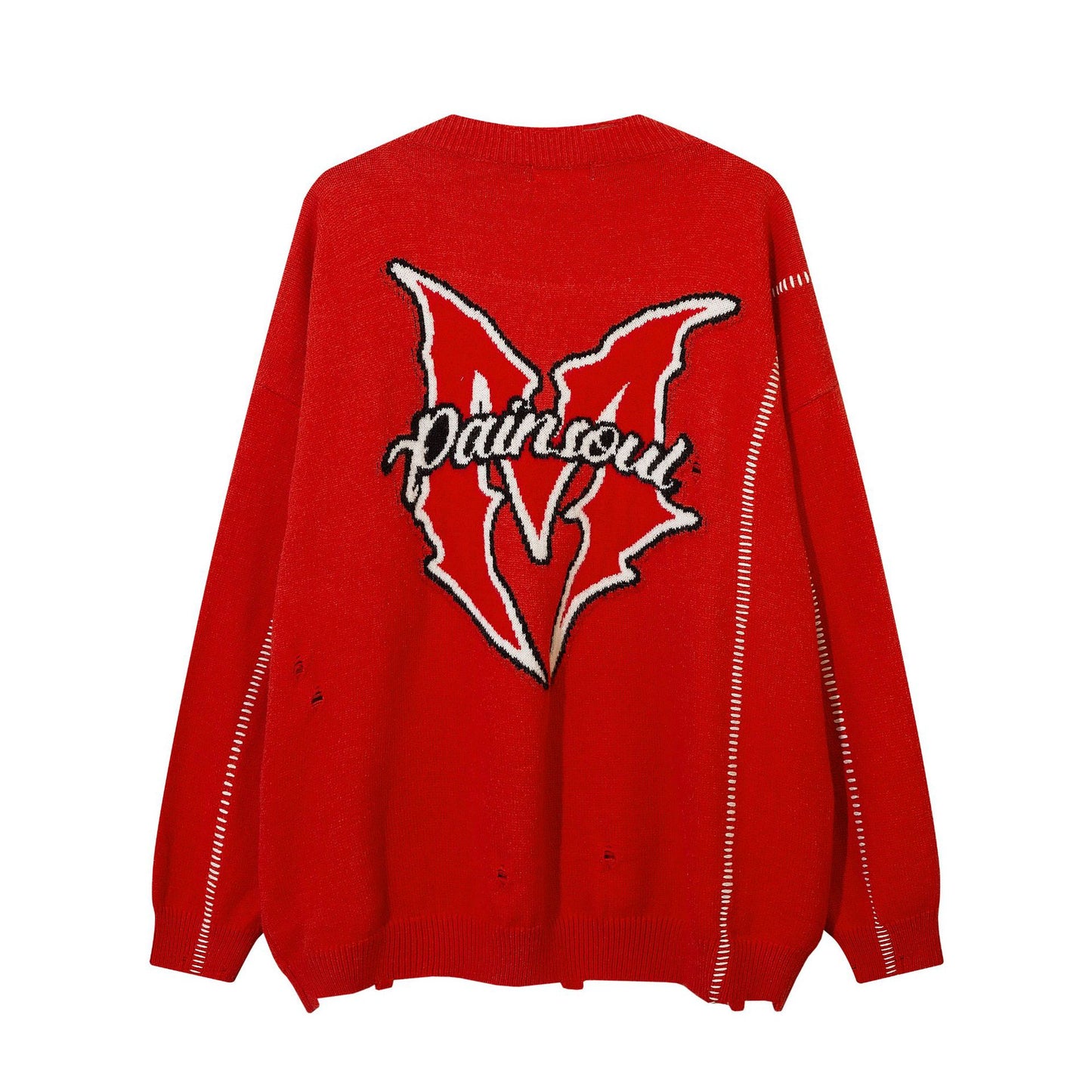 Small High Street Broken V-Neck Black Sweater Male