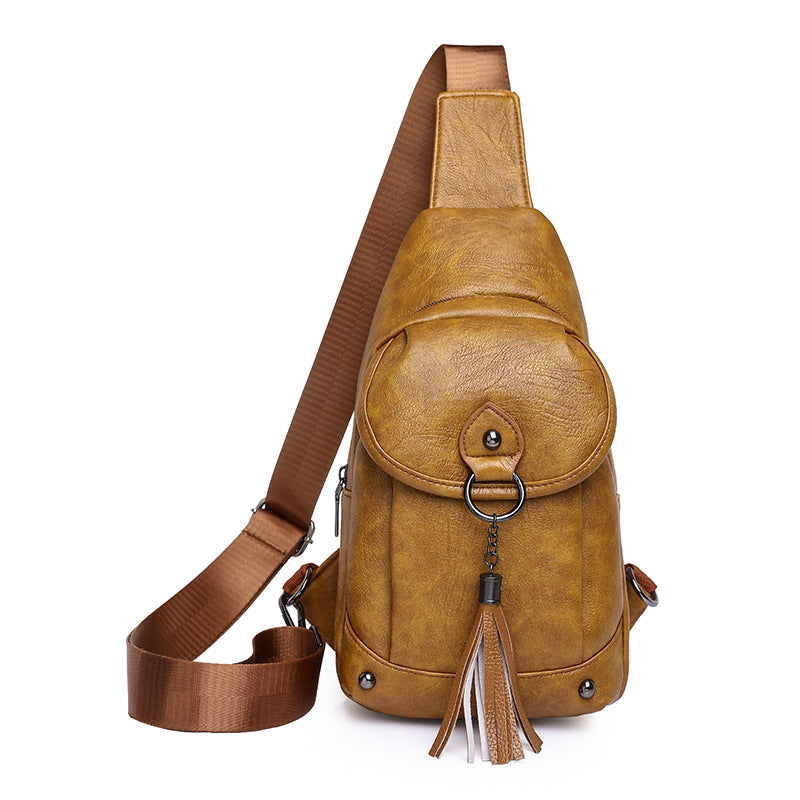 New Soft Leather Women's Chest Bag Cross Body Fashionable And Portable