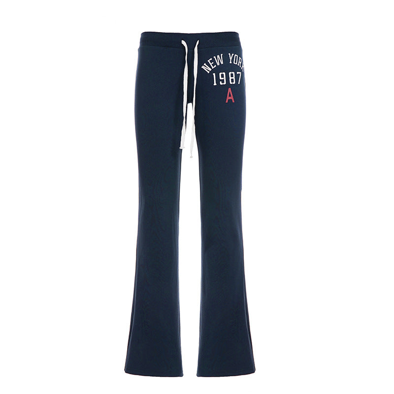 Low Waist Lace-up Lettered Casual Slimming Sheath Hot Girl Fashion Track Pants