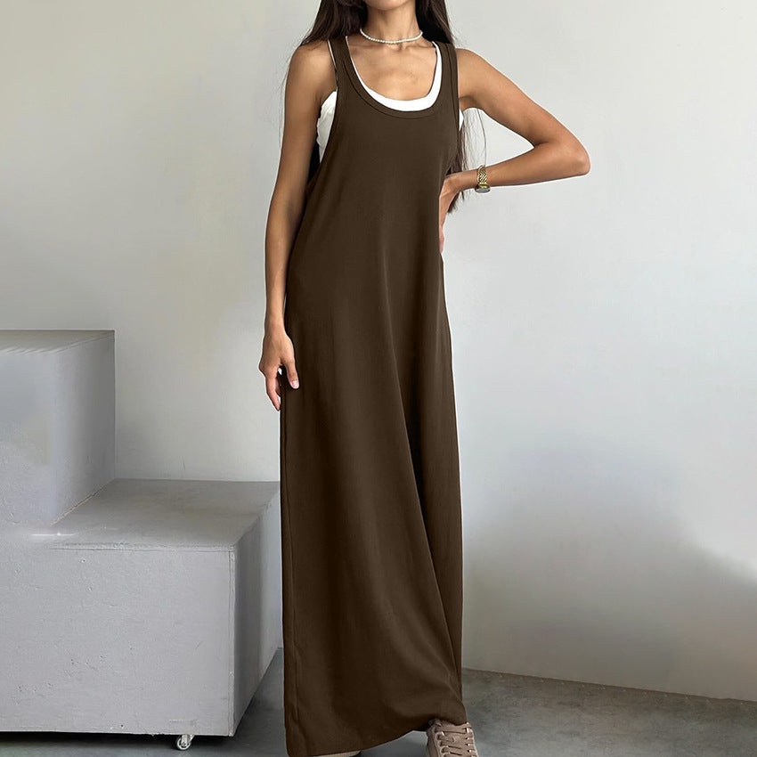 Vest And Nightgown Set Loose-fitting Long Dress Knitted