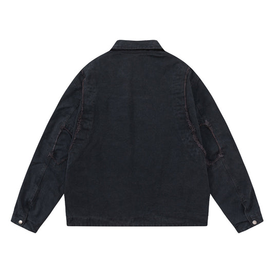 American Retro Loose Casual Long Sleeve Polo Collar Jacket