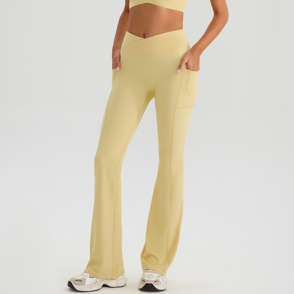 High-waisted Hip-lifting Yoga Pants With Wide Legs