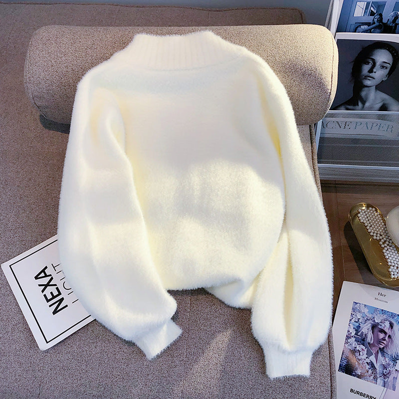 Spring And Autumn Furry Knitted Sweater