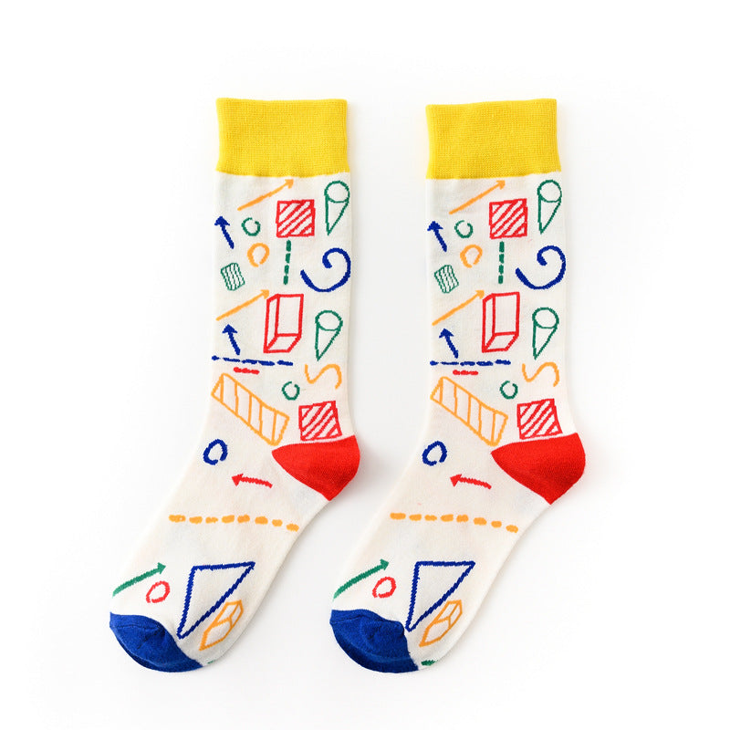 Tide Socks Male Textbook Series Outstanding Student Harajuku Graffiti