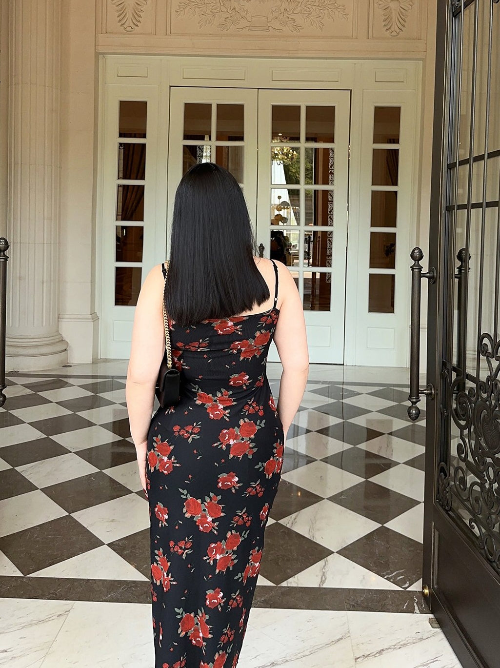 French Rose Mesh Suspended Dress